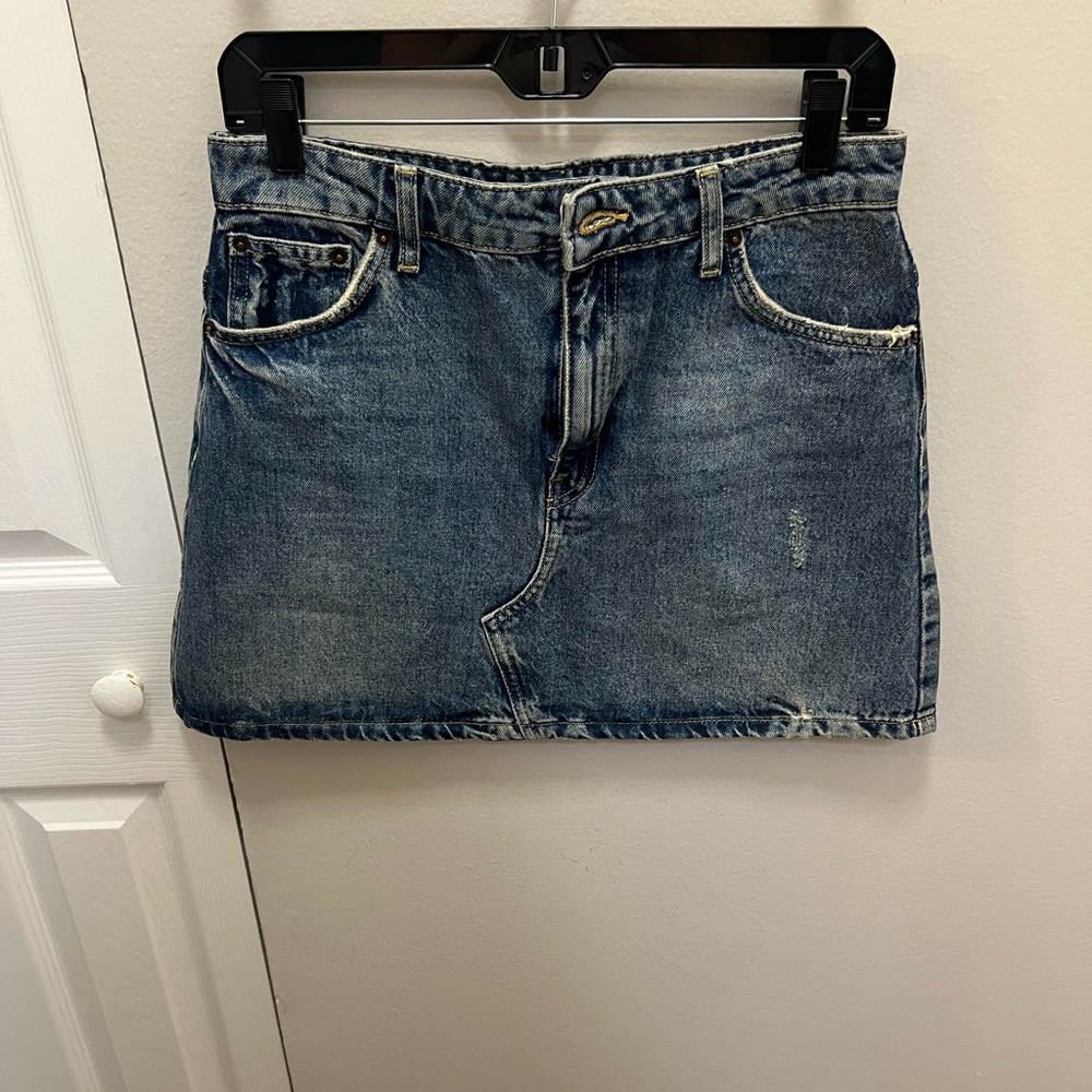 Topshop Blue Denim Mini Skirt